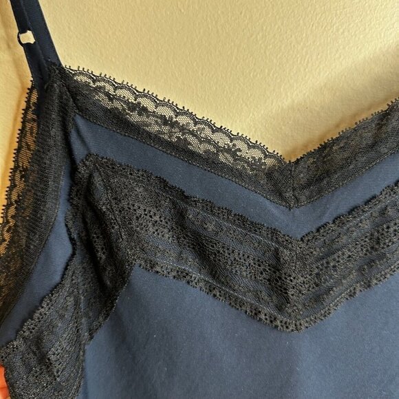CAbi Tank Top Sz S Navy Lace Trim Y2K 90s Fairy Grunge Whimsigoth Rave Coquette - Picture 3 of 9